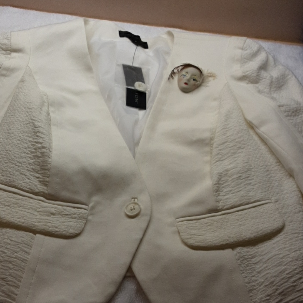 Worthington off white snake womens blazer size 6 - Picture 5 of 9